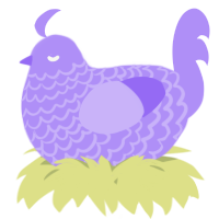 A lilac chicken with a lace pattern
