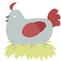 A silver and red chicken