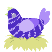 Aliara, a indigo and lilac chicken with a bar pattern