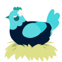 Venti, a tumblr and aqua chicken with a head pattern