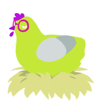 A lime and silver chicken
