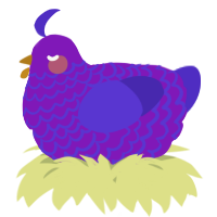 A violet and indigo chicken with a lace pattern