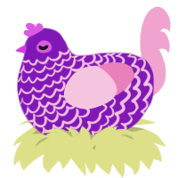 A violet and pink chicken with a lace pattern