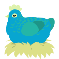 A cerulean and turquoise chicken with a half-lace pattern