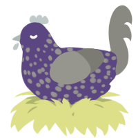 A overcast and ash chicken with a speckle pattern