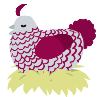 A mist and maroon chicken with a lace pattern