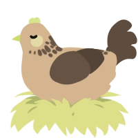 A beige and bark chicken with a neck-speckle pattern