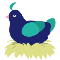 Exhalat, a navy and turquoise chicken
