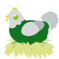 A leaf and silver chicken with a head pattern