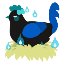 Delos, a sable and ultramarine chicken