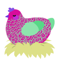 Squiggle, a fuchsia and spring chicken with a double-lace pattern