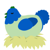 A gluppy and ultramarine chicken with a head pattern