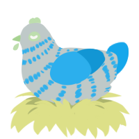 A silver and sky chicken with a bar pattern