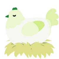 A white and apple chicken with a head pattern