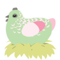 A gluppy and rose chicken with a half-lace pattern
