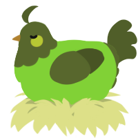 A grass and olive chicken with a head pattern