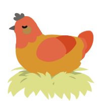 A orange and vermilion chicken with a head pattern