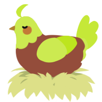 A russet and lime chicken with a head pattern