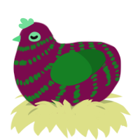 A wine and leaf chicken with a bar pattern