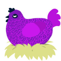 A violet and amethyst chicken with a double-lace pattern