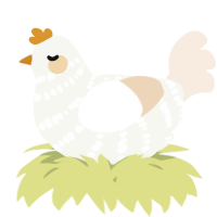 A white and cream chicken with a bar pattern