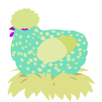 A mint and lemon chicken with a speckle pattern