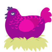 A plum and fuchsia chicken with a half-lace pattern