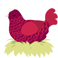 A maroon and crimson chicken with a lace pattern