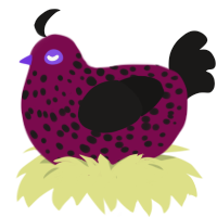 Blackberry Larry, a wine and sable chicken with a speckle pattern