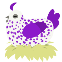 Powdered Sugar, a white and violet chicken with a speckle pattern