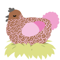 A brown and pink chicken with a double-lace pattern