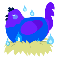 A ultramarine and violet chicken with a head pattern