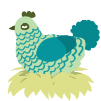 A gluppy and teal chicken with a lace pattern