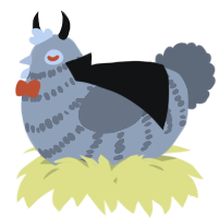 A spring and ochre chicken with a bar pattern