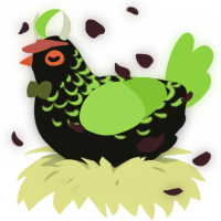 A black and grass chicken with a half-lace pattern