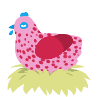 Chicken Pox Origin, a pink and crimson chicken with a speckle pattern