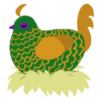 A leaf and ochre chicken with a lace pattern