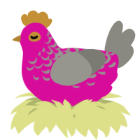 A fuchsia and ash chicken with a half-lace pattern