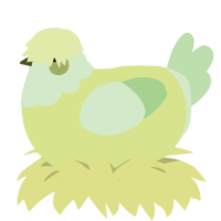 A lemon and gluppy chicken with a head pattern