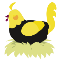 A sable and yellow chicken with a head pattern