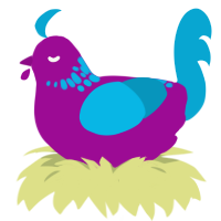 Sour Candy, a plum and cerulean chicken with a neck-speckle pattern