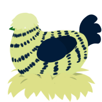 Lemony Chicket, a lemon and tumblr chicken with a bar pattern