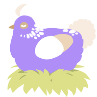 A lilac and cream chicken with a neck-speckle pattern