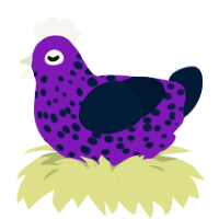 A violet and tumblr chicken with a speckle pattern