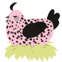 A rose and sable chicken with a speckle pattern