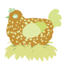 A gold and lemon chicken with a speckle pattern