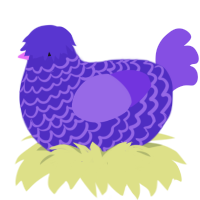 A indigo and blurple chicken with a lace pattern