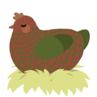 A russet and olive chicken with a lace pattern