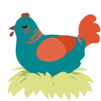 A teal and vermilion chicken with a neck-band pattern