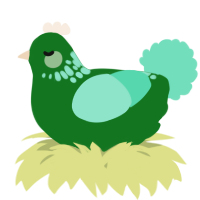 A leaf and mint chicken with a neck-speckle pattern